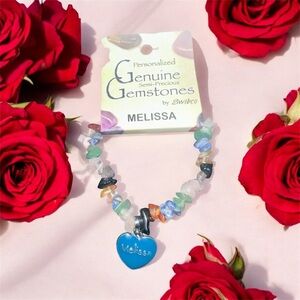 Melissa Multicolor Gemstone Bracelet with Blue Heart Charm